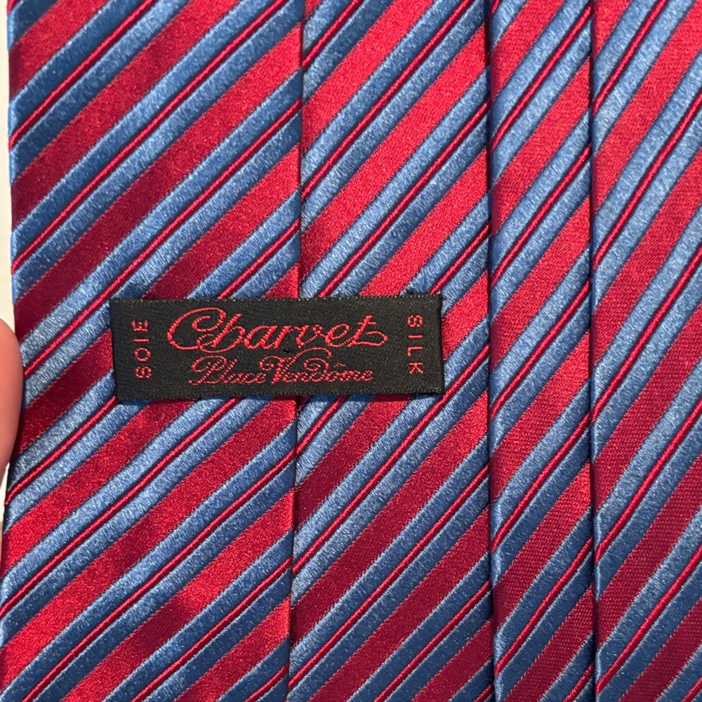 Charvet Silk Tie in Vibrant Red and Blue